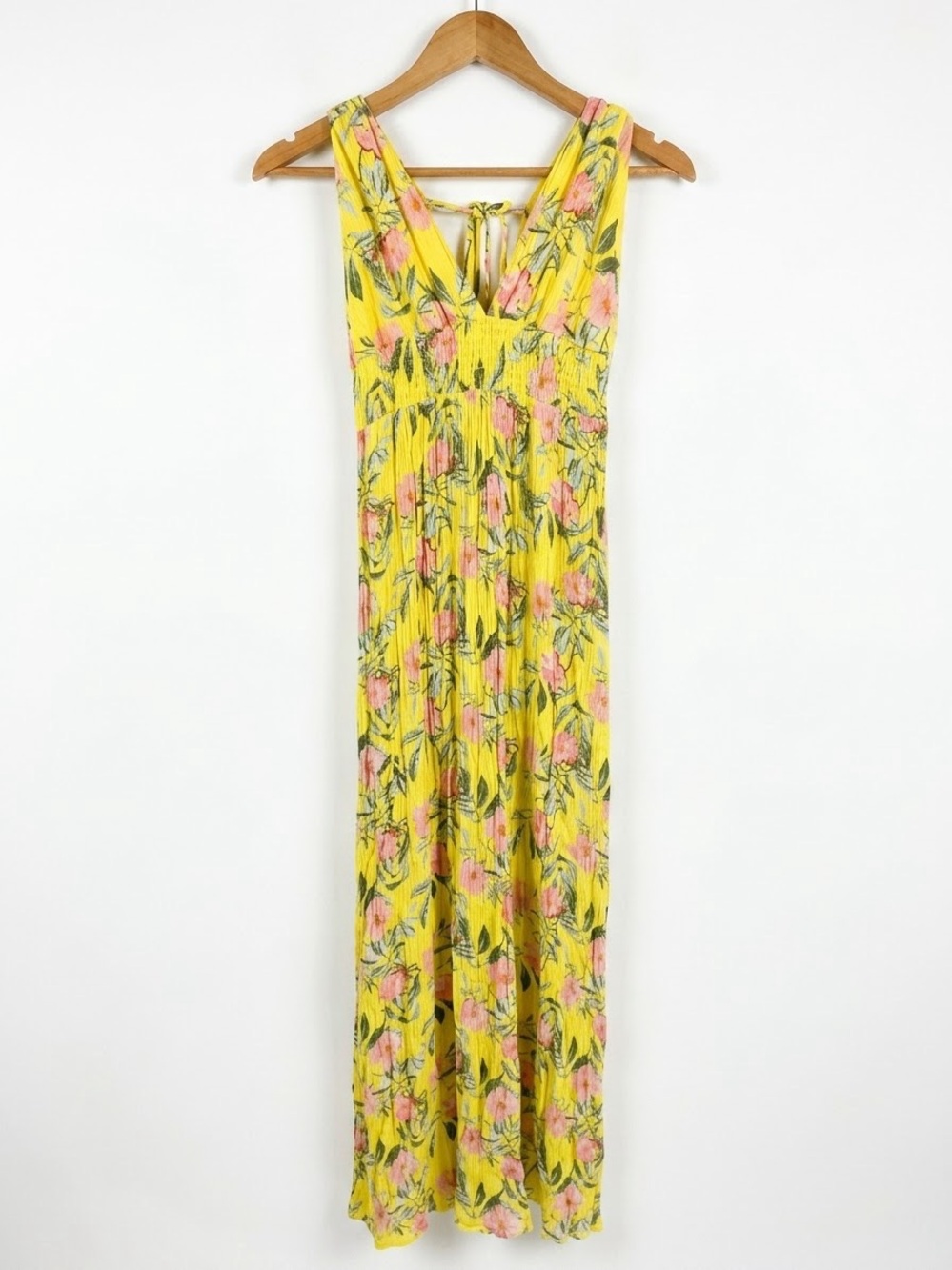 Timing Yellow Maxi Dress with Pink Floral Print